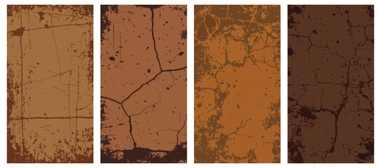 Four brown grunge textures in a vertical format, ideal for backgrounds and graphic design needs