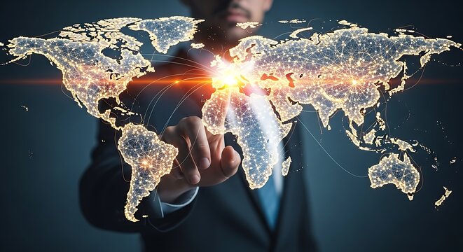 Global Network Connection world map digital connections