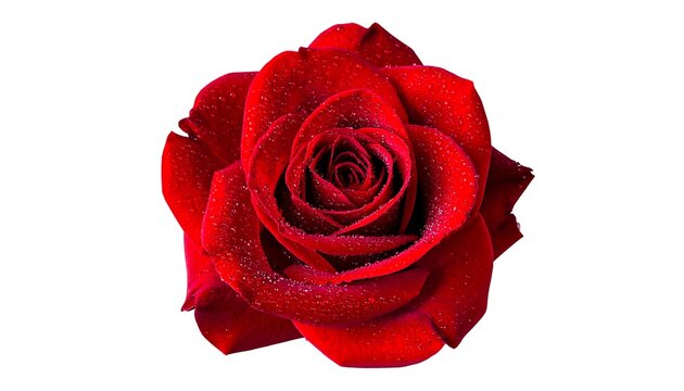 A captivating close-up of a velvety red rose blossom.