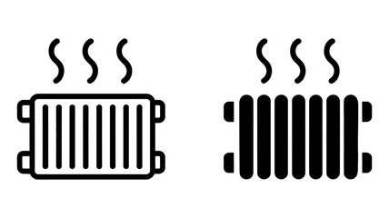 Radiator icon showing heat waves, illustrating heating, warmth, domestic comfort, energy, and home climate control system element