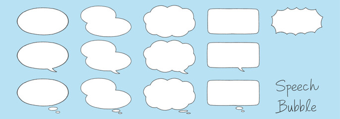 手描き風のフレーム・吹き出しセット（横長）