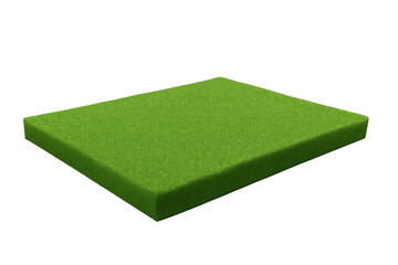Fototapeta premium Square patch of green grass turf creating a natural platform or foundation, isolated on a transparent background
