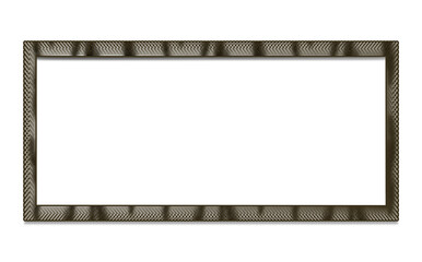 Obraz premium Empty Rectangular Dark Brown Wood Grain Picture Frame Isolated on White Background