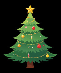 Charming green christmas tree decorated with a golden star and twinkling lights, bringing warmth and happiness to the festive season plant