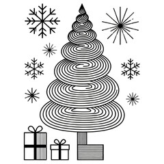set of christmas tree and christmas accessories vector icons