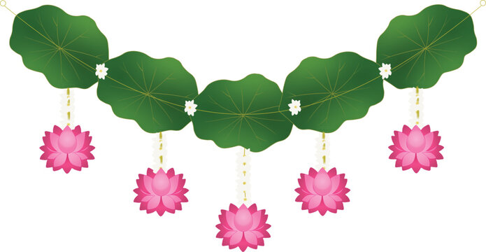 Lotus Garland Hanging Decoration with Leaves 2115