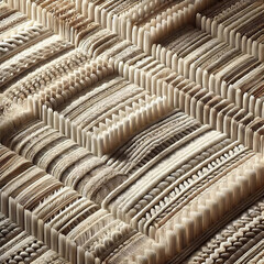 Fototapeta premium Hand-Pulled Thread Impression Ladder Geometry Pattern