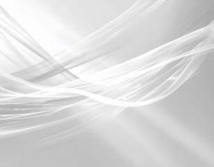 White Airy Ribbon Lines Abstract Background with Light Flowing Motion