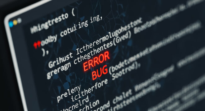 A Close-Up View of A Software Code Error, Highlighting The Imperfections, Indicating a Critical Issue 