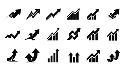 Set of financial growth arrows vector illustration for business and charts
