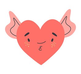 Cute heart with wings. Valentine's Day clipart.