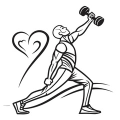 Man doing lunges with dumbbell isolated on