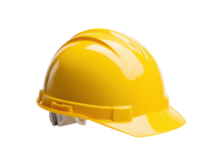 Bright yellow construction head protection hard safety, Isolated, Png Transparent Background