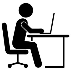 Businessman Sitting and Typing Silhouette