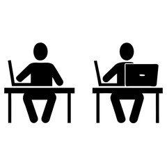 Office Staff Working on Laptop Silhouette