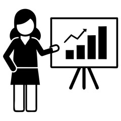 Office Woman Looking at Chart Silhouette