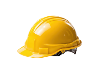 Bright yellow protective headwear for construction work hard safety, Isolated, Png Transparent Background
