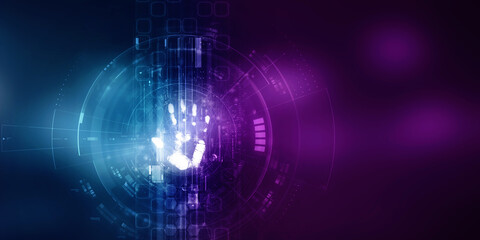 2d Illustration Fingerprint Scanning Technology Concept 