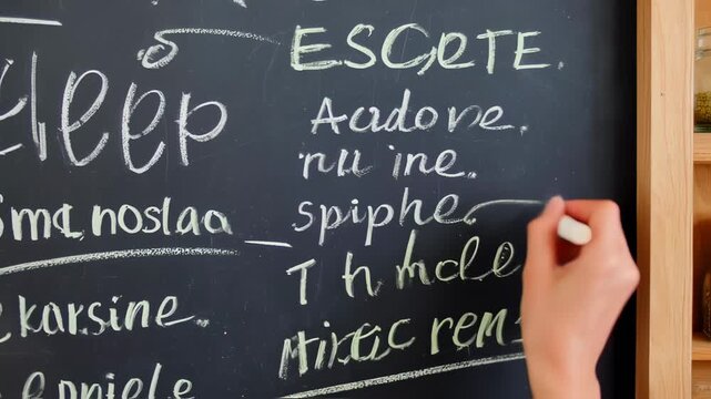 Conceptual blackboard writing process, conveying learning and education theme