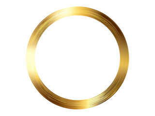 Obraz premium Gleaming golden ring with brushed texture circle metallic, Isolated, Png Transparent Background