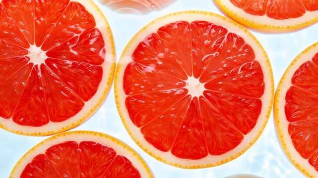 Vibrant grapefruit slices arranged, ready to enjoy Stock Video
