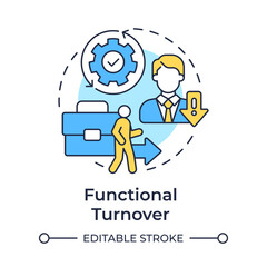 Fototapeta premium Functional turnover multi color concept icon. Poor performing personnel. Staff attrition type. Round shape line illustration. Abstract idea. Graphic design. Easy to use in promotional material,