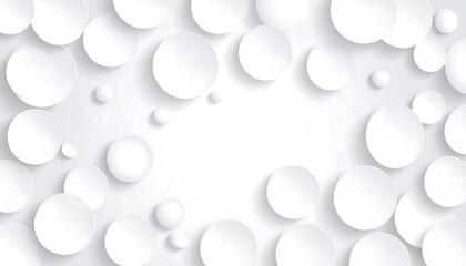 White layered circles of various sizes create a three-dimensional effect, with soft shadows and a smooth, gradient background