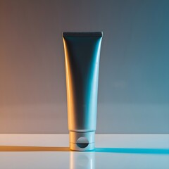 Modern cosmetic tube mockup with vibrant lighting for brand promotion and product presentation brilliance