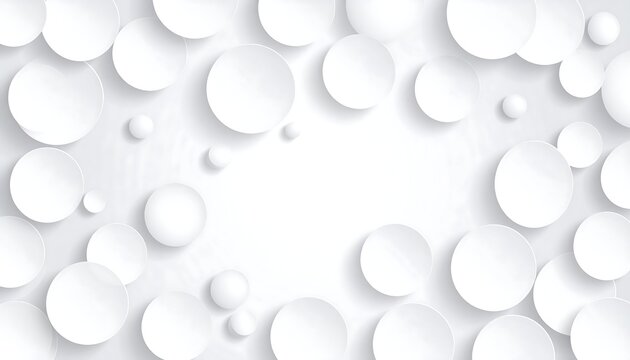 White layered circles of various sizes create a three-dimensional effect, with soft shadows and a smooth, gradient background
