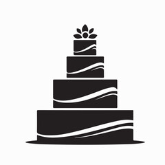 Wedding Celebration Cake Logo Minimalist Vector on white background