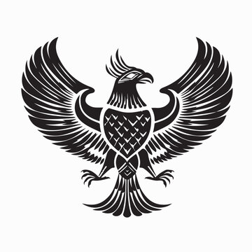 Zoroastrian Mythical Bird Emblem Logo isolated on white background