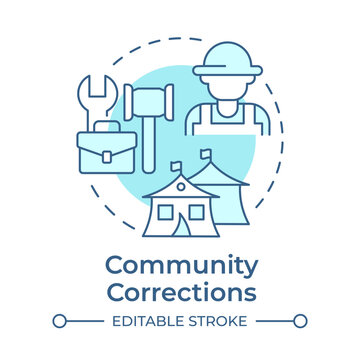 Community corrections soft blue concept icon. Live in society under supervision. Correctional institution. Round shape line illustration. Abstract idea. Graphic design. Easy to use in booklet