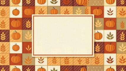Create charming autumn designs with this festive pumpkin harvest pattern and space for creative text