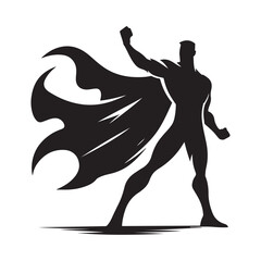 superhero city pose vector silhouette clip art logo design illustration © MdBadal