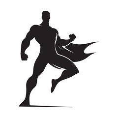 superhero city pose vector silhouette clip art logo design illustration