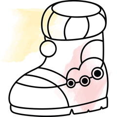 Cute Winter Boot Doodle Illustration for Children's Activities