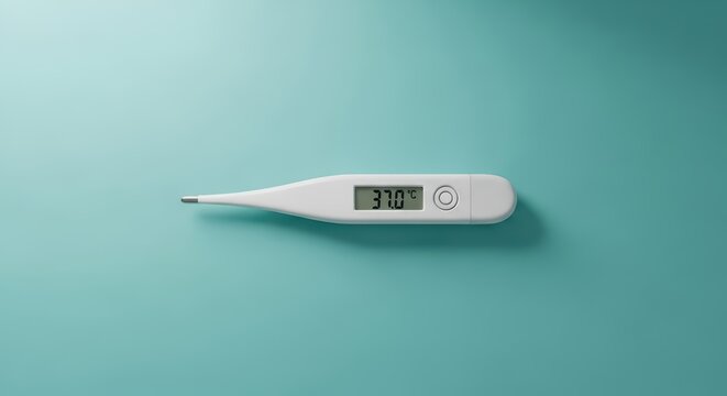 Digital thermometer displaying 37.0°c on green background
