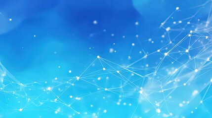 Abstract Plexus Network on Gradient Blue Background with White Connected Dots and Lines Futuristic Backdrop