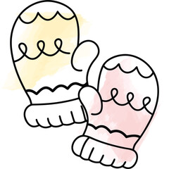 Handdrawn Watercolor Mitten and Glove Lineart for Winter Comfort