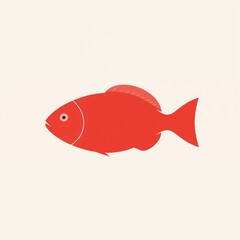Red fish illustration with simple design and aquatic theme