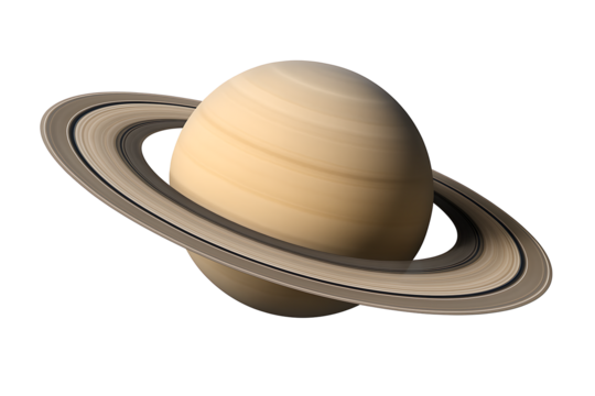 High‑detail 3D rendering of Saturn and its rings isolated on black, realistic gas giant planet from the solar system