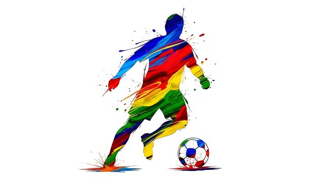 Colorful soccer player illustration art design football sport game abstract style