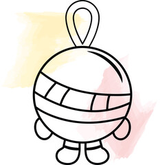 Simple Lineart Graphic Drawing of a Playful Character Toy