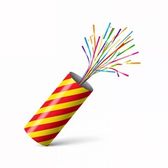 Colorful party popper bursting with festive confetti celebration