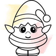 Cute Cartoon Elf Character for Festive Christmas Holiday Designs