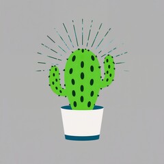 Stylized potted cactus illustration with radiating lines above