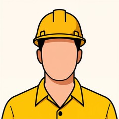 Male construction worker avatar with yellow safety helmet