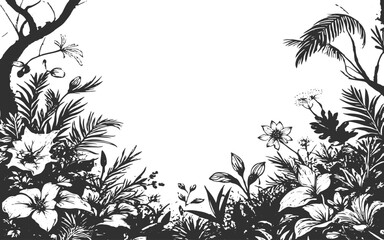 Intricate black and white engraved floral background for retro design projects