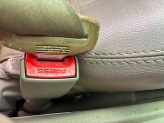 Close-Up Car Seatbelt Buckle Safety Detail