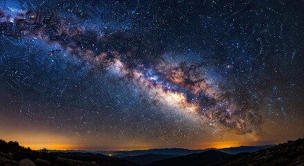 Fototapeta premium Stunning view of the milky way galaxy in a clear night sky landscape